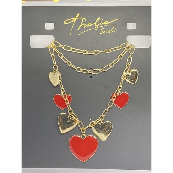 Thalia Sodi Gold-Tone Heart Charm Layered Necklace 17" + 3" MSRP $39.50 CP804 - Picture 1 of 3